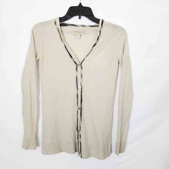 Burberry London Beige Wool/Cashmere Darwin Cardigan size Small/ 6 - Picture 2 of 6